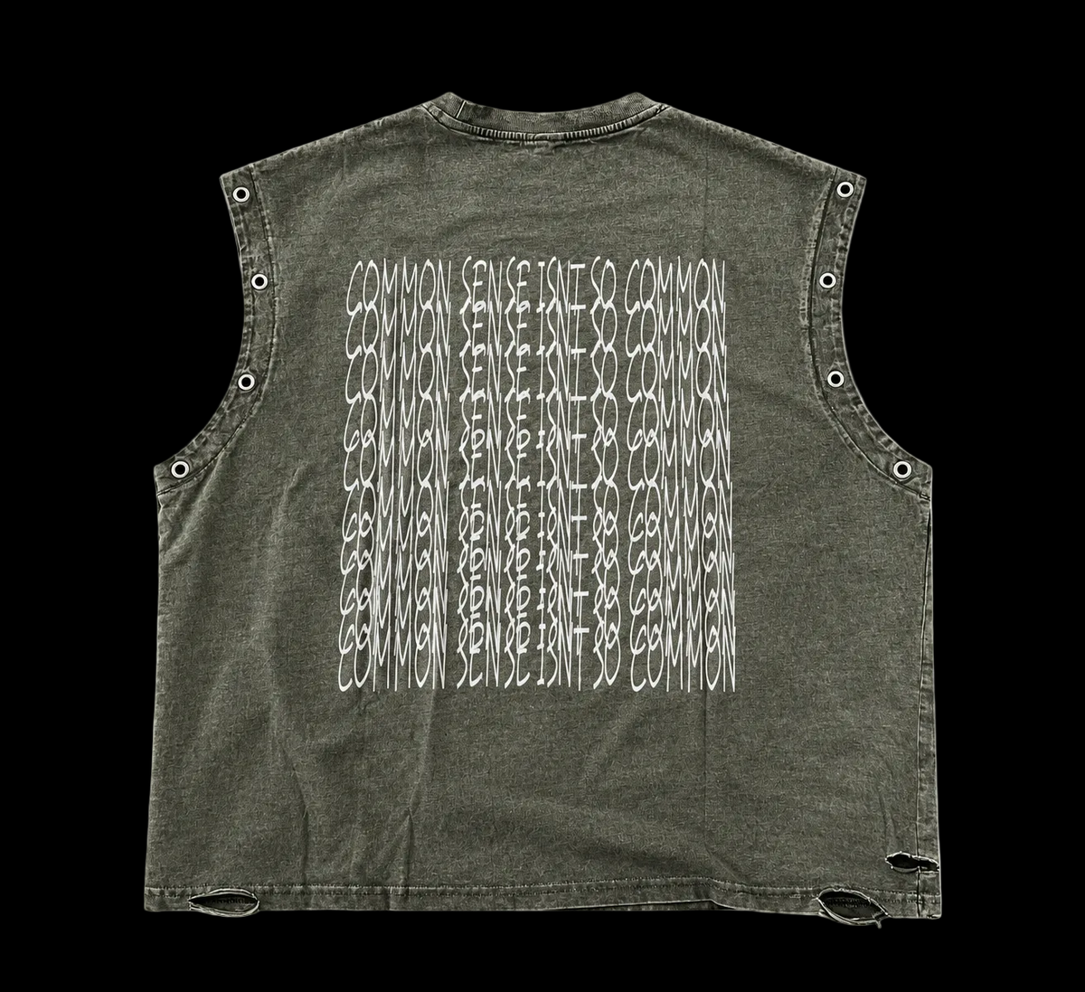 UFLY Distressed Charcoal Grommet Muscle Tee